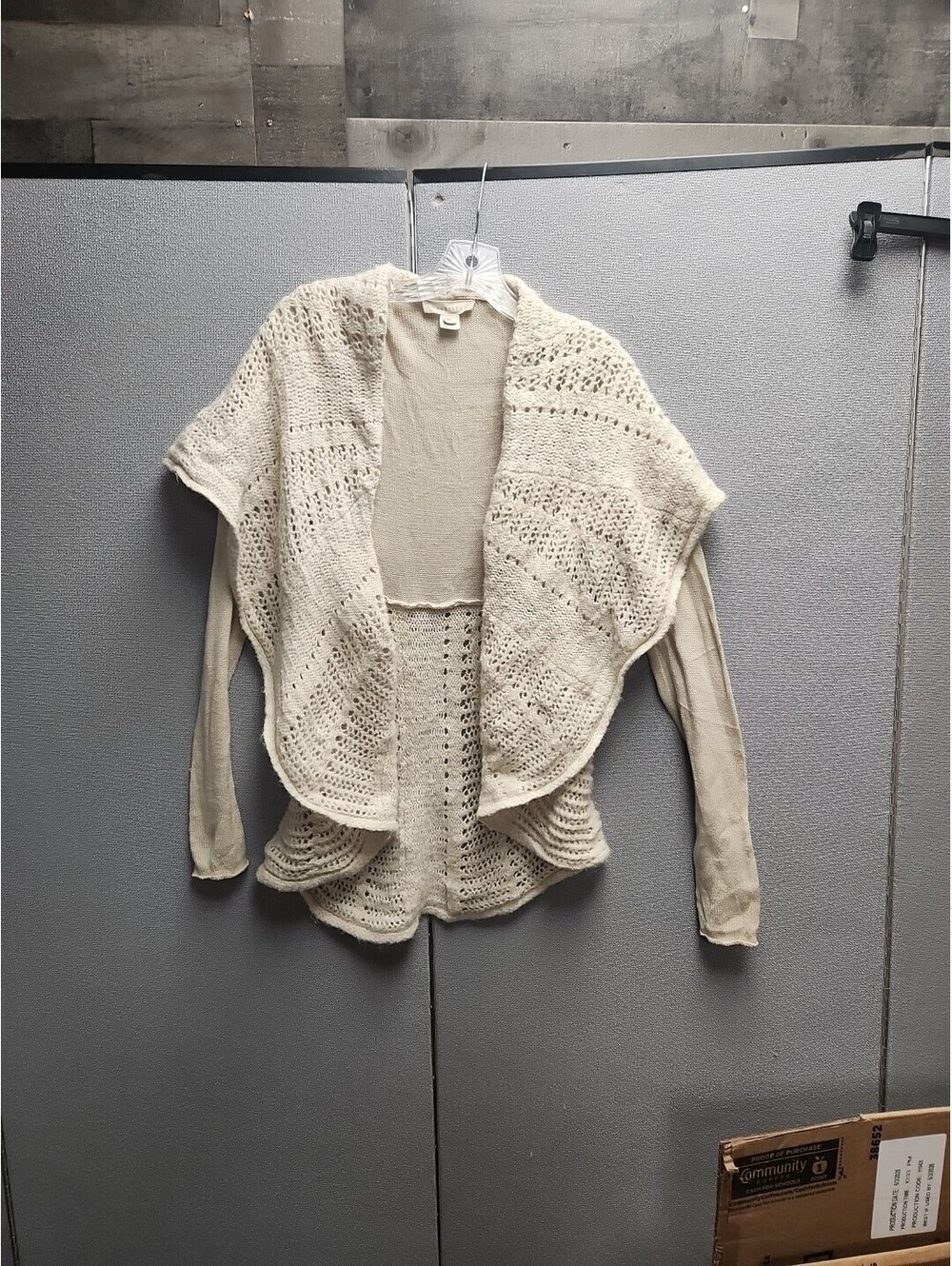 LoveStitch Boho Long Sleeve Crochet Cardigan Cream Womens Sz Medium